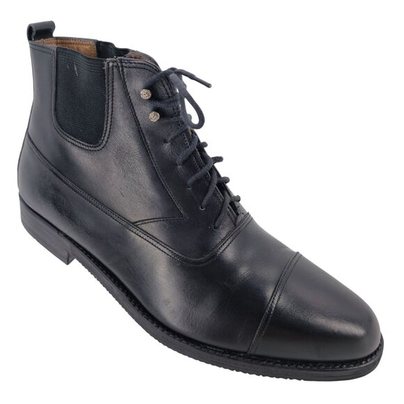 Bally Other - Bally Italy Men's size 7.5D Black Leather Dress Shoes Laced Ankle Boots Chukka